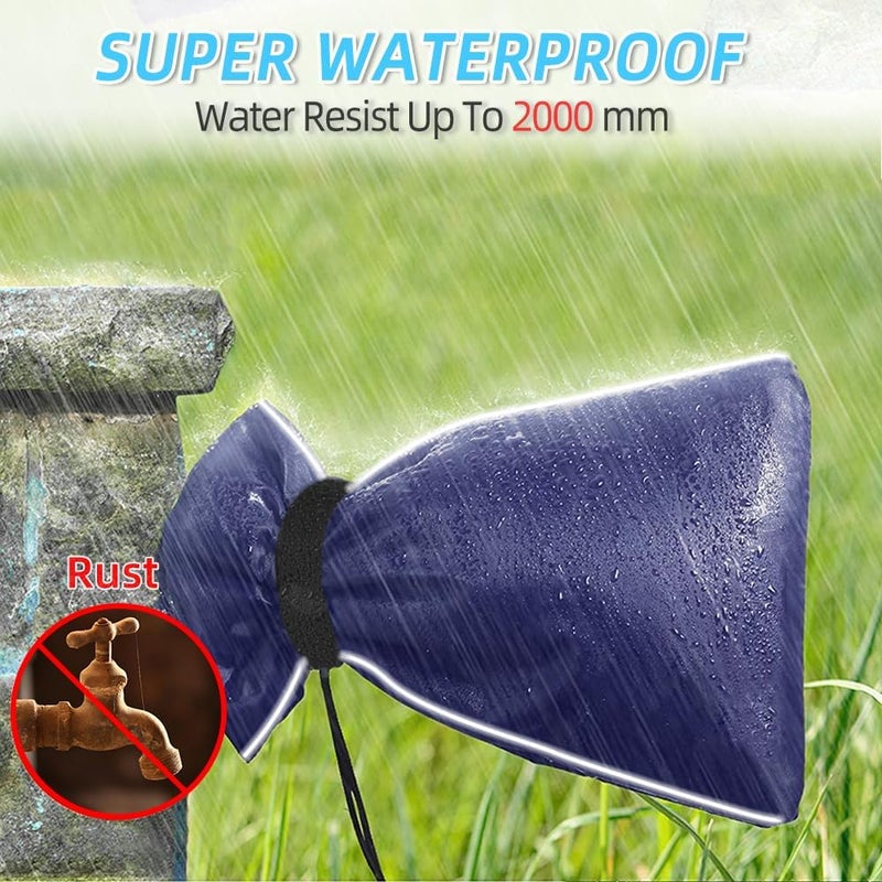 zenicham Thickened Outdoor Faucet Cover Socks for Winter Freeze Protection,Reusable Water Spigot Covers Winter Insulated Larger Size 12'' H x 8'' W,Hose Bib Covers with Reflective Strips,2 Pack(Blue) - Image 4